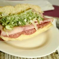 Belly Buster · Ham, salami, bologna.
*Small (6 inch).
 *Large (12 inch). - $11.99
