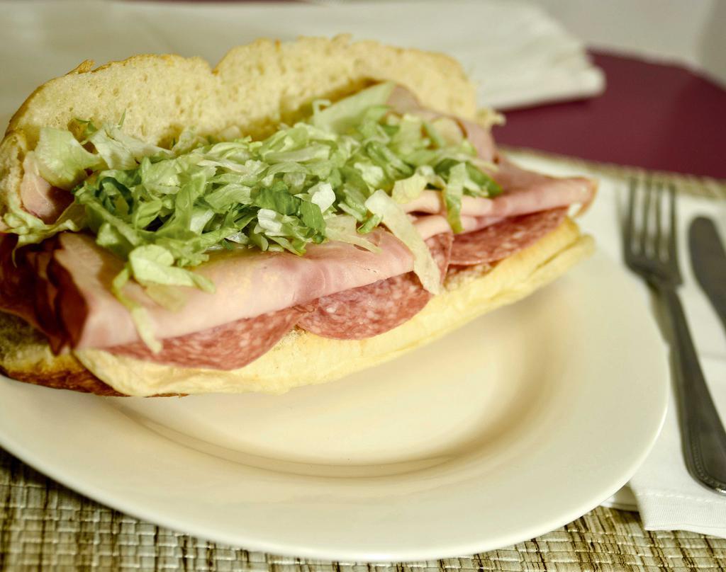 Belly Buster · Ham, salami, bologna.
*Small (6 inch).
 *Large (12 inch). - $11.99