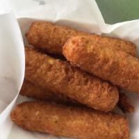 Cheese Sticks · Most popular. 6 gourmet style sticks made with real Mozzarella cheese, breaded and served wi...