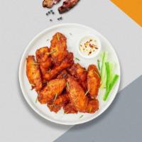 The Basic Wings · Freshly grilled chicken wings. Served with a side of ranch or bleu cheese.