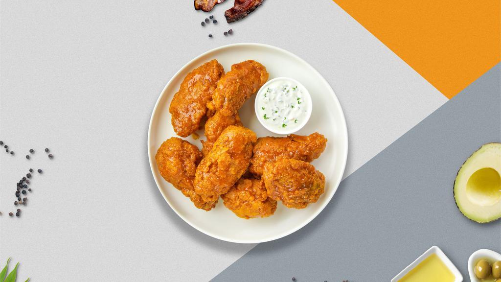 Mango Tango Habanero Wings · Freshly grilled chicken wings, tossed in mango habanero sauce. Served with a side of ranch or bleu cheese.