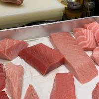 Large Sashimi · Chef choice of tuna, salmon, white tuna, yellowtail, snapper, ika, shrimp, crab,egg, octopus.