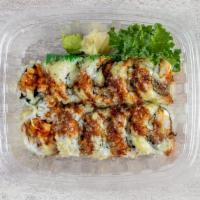 Godzilla · Shrimp, unagi, avocado, cream cheese, wasabi mayo, sriracha, unagi sauce.
