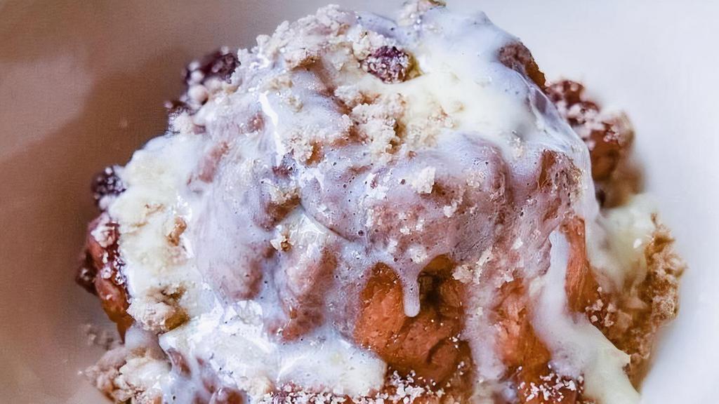 Funky Monkey Bread · Croissant Bread, Brown Sugar, Cinnamon, Toasted Pecans, Drizzled with Cream Cheese Anglaise
