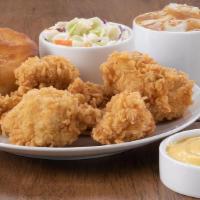 Spicy Jumbo Dippers Meal · Includes 5 to 7 pieces, 2 Sides, 1 dipping sauce and a Biscuit.