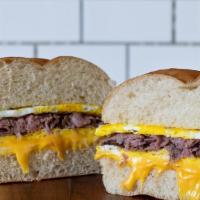 Harlem · Roast beef, 2 eggs, American, on a Kaiser Roll served hot