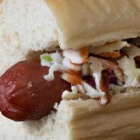 Southern Dog · ¼ lb all beef “Nathan’s Famous” Hot Dog with cole slaw, BBQ sauce, on a hero roll
