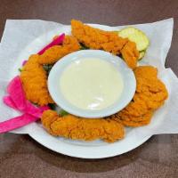Chicken Strips · Four pieces. With ranch dressing.