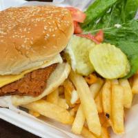Fish Sandwich With Cheese · served with fries