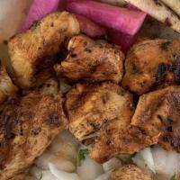Shish Tawook · Marinated chunks of chicken breast on our special recipe and served with garlic sauce.