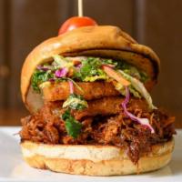 Pulled Pork  · Absolution Amber slow cooked pork, Confessional IPA BBQ sauce, fried onion, house made coles...