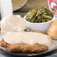 Chicken Fried Steak Dinner Combo · Choice of 2 sides, roll and medium drink