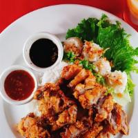 Combo Three · Moo Tod(fried pork), Shrimp Shumai(4), Thai Ice Tea.