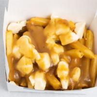 Poutine · Large Order of Fries top with White cheddar cheese curds covered with a beef onion gravy.
