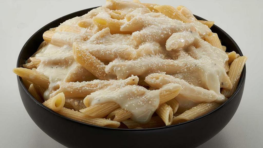 Penne Alfredo (Family) · Penne noodles smothered in our delicious, creamy alfredo sauce & topped with parmesan cheese.