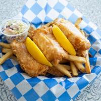 Fish & Chips · Our succulent white fish hand dipped in our own beer batter served with fries, fresh lemon a...