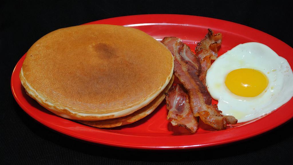 Pancake Special · 2 pancakes, 1 egg, 2 slices of bacon or 1 sausage patty.