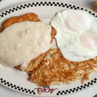 Chicken Fried Steak & Eggs · This old time favorite is sure to please. Smothered in sausage gravy and served with two eggs.