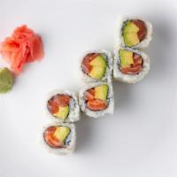 Salmon Avocado Roll (6) · Item is raw fish.