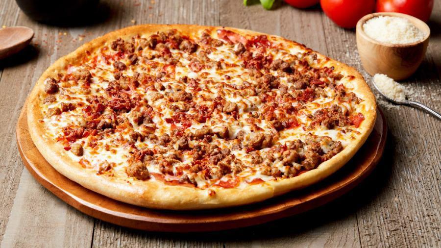 6 Meat Deluxe · Pepperoni, Beef, Sausage, Bacon, Canadian Bacon, and Italian Sausage