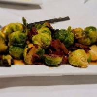 Brussels & Bacon · Sautéed Brussel Sprouts, Bacon, and a Maple Sherry Vinaigrette.