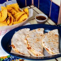 Quesadilla Order Express · Three cheese quesadillas in flour tortilla. With choice of meat for an additional charge.