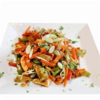 Chicken Stir Fry · Mixed vegetables, Soba Noodles, Ponzu Sauce.