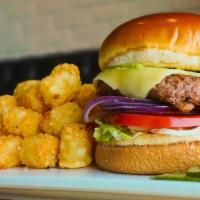 Vegan Beyond California Burger · Beyond patty, shredded lettuce, avocado, tomato, red onion, and vegan mayo