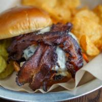 Inferno Burger · Two 1/4oz beef patty, pepper jack cheese, pickled jicama carrot jalapeno mix, jalapeno bacon...