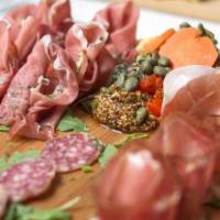Italian Cured Meats · With house made giardiniera. Prosciutto di parma: emilia romagna, speck: smoked prosciutto a...