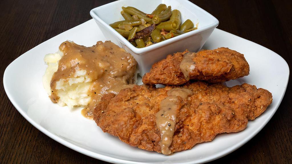 Big Mama’S Fried Chicken · Herby pan fried, breast and thigh served with mashed potatoes.