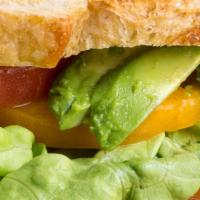 House Blt · House cured bacon, sweet butter lettuce, heirloom local tomatoes, sliced avocado, garlic aio...