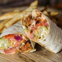Buffalo Chicken Wrap · Choice of fried or grilled chicken, buffalo sauce, cheese, lettuce, tomato, onion, ranch dre...