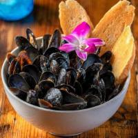 Basil Cream Mussels (Gf) · Fresh & sustainable. Sweet sake, fresh basil & garlic, Thai bird chili and a splash of cream...