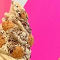 Crisp N’ Cream Ice Cream Pint · Oreo cookies, cookie crisp and snickers mixed inside vanilla ice cream. Topped with chocolat...