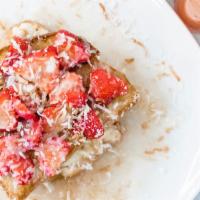 Maui · Stuffed with lemon zested mascarpone, topped with toasted coconut, strawberries and topped w...