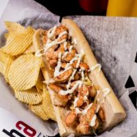 Shrimp Pepito · Grilled shrimp, potato sticks, green mixed, parmesan cheese and our special BAE sauce.