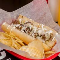 Chicken Pepito · Chopped special marinated chicken, potato sticks, green mixed, parmesan cheese and our speci...