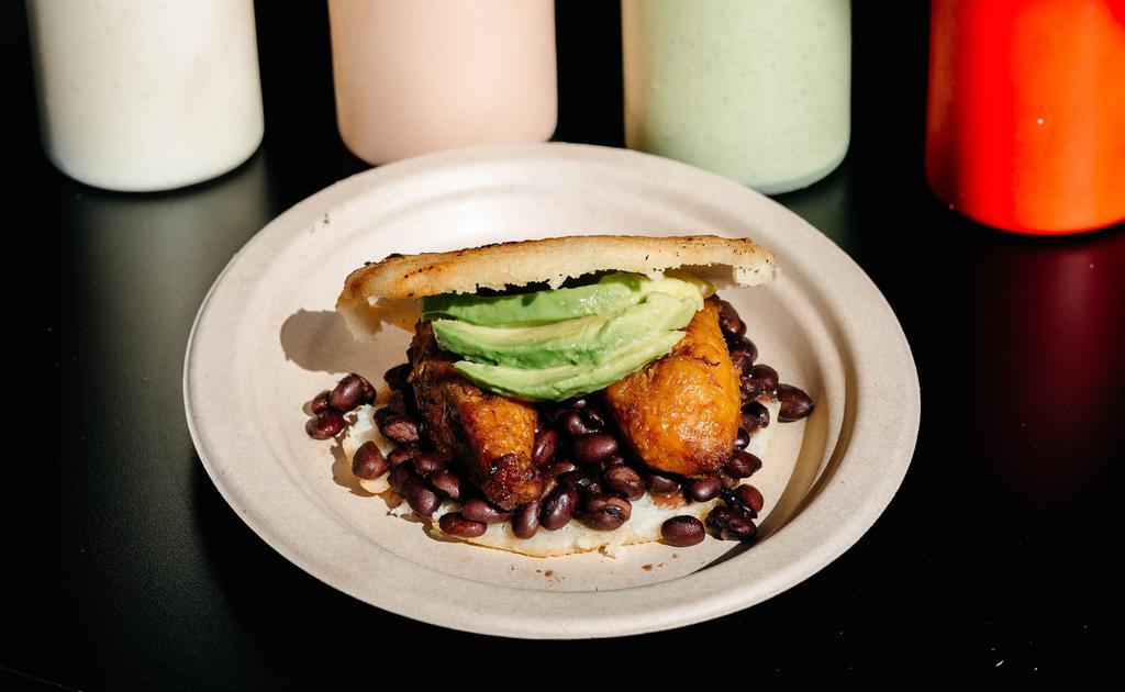 Vegan · Black beans, avocado and fried sweet plantains.