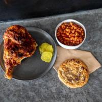 Barbecue Chicken Dinner · One-half, bone-in smoked Chicken. Includes one side.
