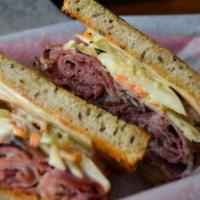 Bill & Gary And Beuford’S Upper Yough Reuben · Hot pastrami, swiss cheese, please pick either sauerkraut or creamy coleslaw, Russian dressi...