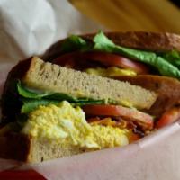 Becker'S Belt 'Em (Regular) · The best egg salad in town with applewood smoked bacon, lettuce, tomato, mayonnaise on rye.