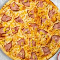 Aloha Sunrise Pizza · Pineapples, Canadian bacon, mozzarella cheese, and your choice of base baked on a hand-tosse...