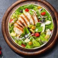 Chicken Click Salad · Mixed greens, grilled cajun chicken, tomato, onion, mozzarella cheese, and oregano tossed wi...