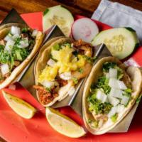 Tacos · Mex style | pastor or pork | chicken.