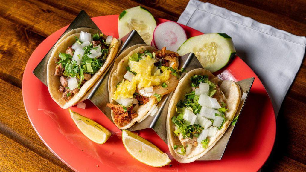 Tacos · Mex style | pastor or pork | chicken.