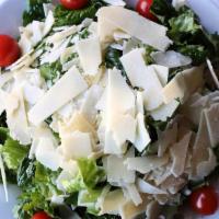 Caesar Salad (Individual (Serves 1)) · Crisp romaine lettuce with shaved Parmesan cheese and grape tomatoes.