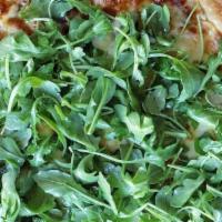 Arugula And Prosciutto Pizza · Garden fresh baby arugula, prosciutto, crushed San Marzano tomatoes and extra virgin olive o...