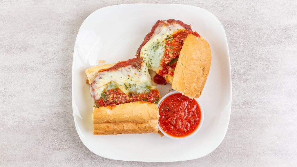 Freddy Sandwich · Italian sausage patty, with house made marinara, mozzarella cheese and sweet peppers.