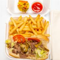 Italian Philly Steak · Italian beef meat and Philly steak meat with fries and can pop.